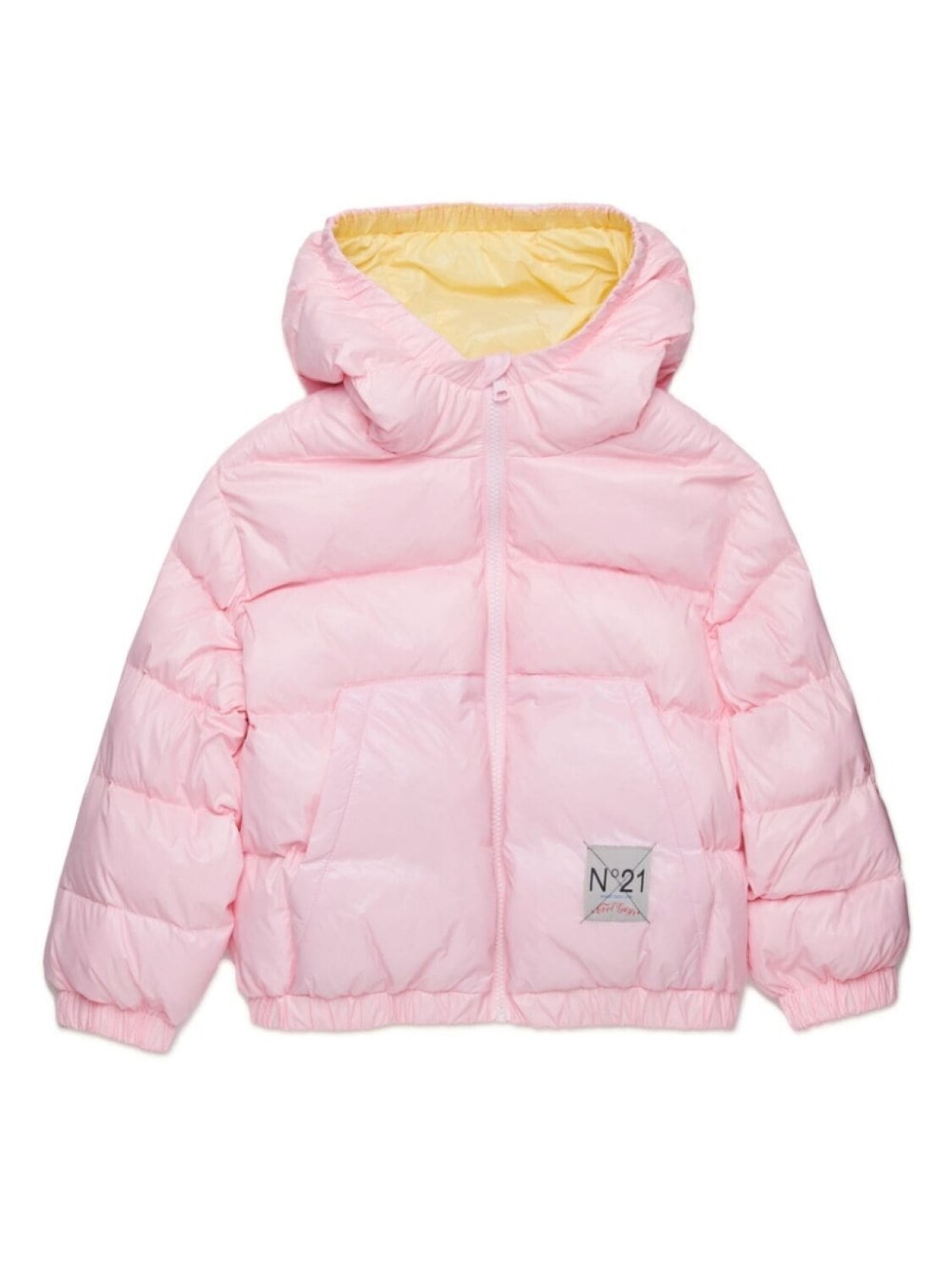 

Nº21 Kids пуховик с нашивкой-логотипом, розовый