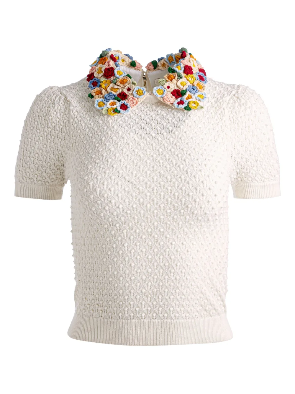 

Свитер с короткими рукавами и цветочным принтом Alice + Olivia, белый