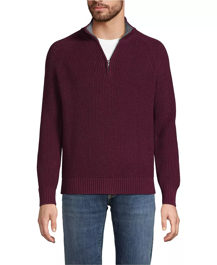 

Мужской свитер Drifter с молнией на четверть Lands' End, красный