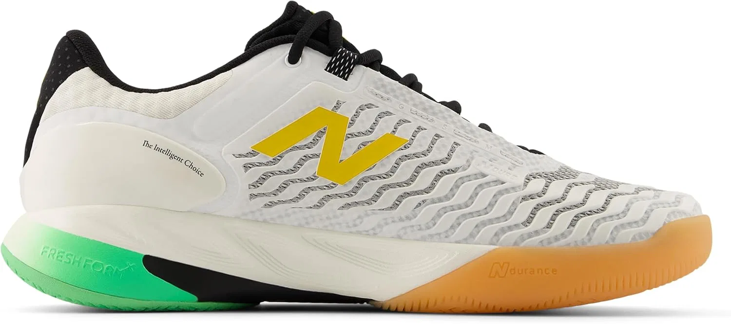 Мужские теннисные кроссовки New Balance Fresh Foam X CT-Rally V2, White Black Metallic Gold — фото 3