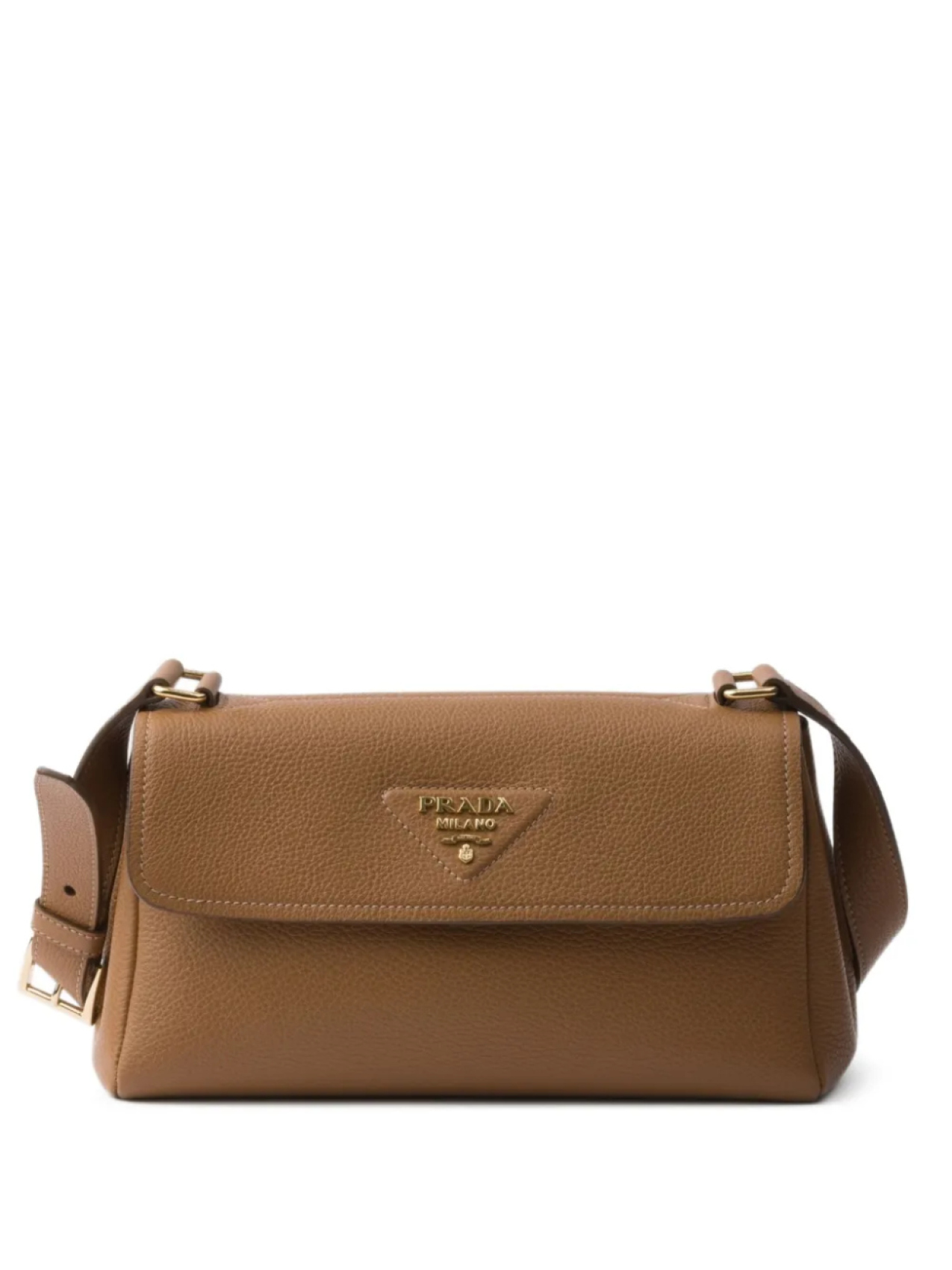 

Маленькая кожаная сумка через плечо Prada, коричневый