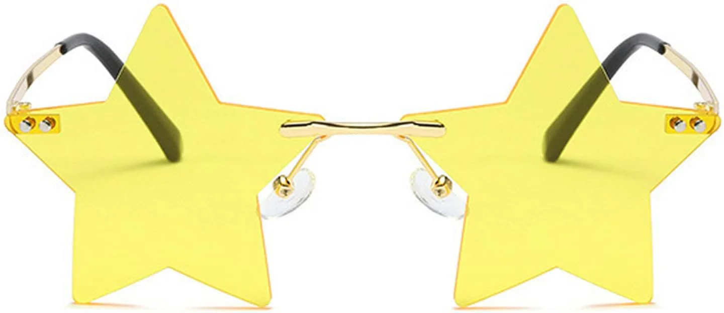 

Солнцезащитные очки Willochra без оправы в форме звезды, прозрачные солнцезащитные очки для женщин/мужчин, очки для вечеринок, очень милые очки с пентаграммой, Yellow
