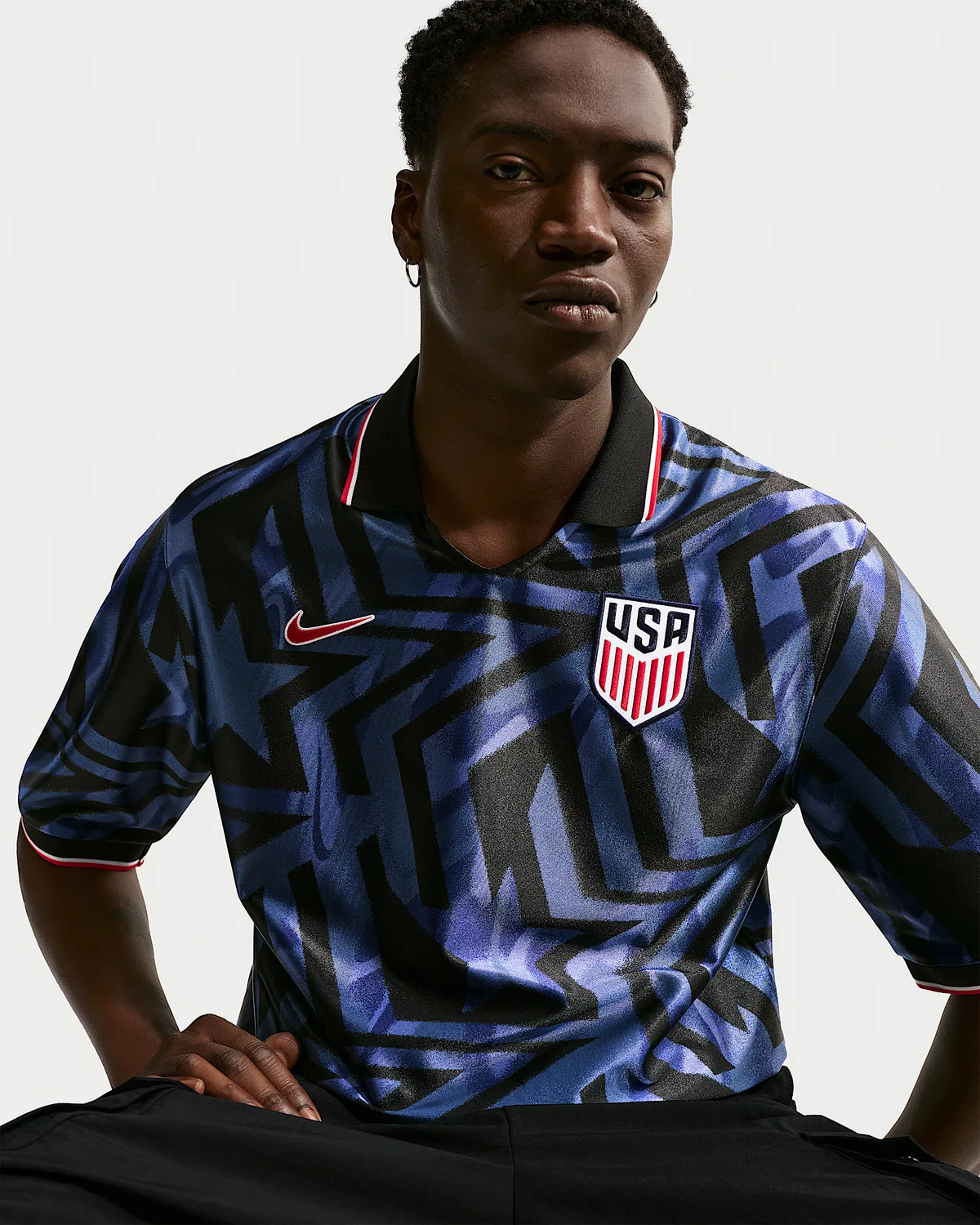 Мужская футболка Nike Dri-FIT с коротким рукавом USMNT Energy, Midnight Navy/University Red — фото 2