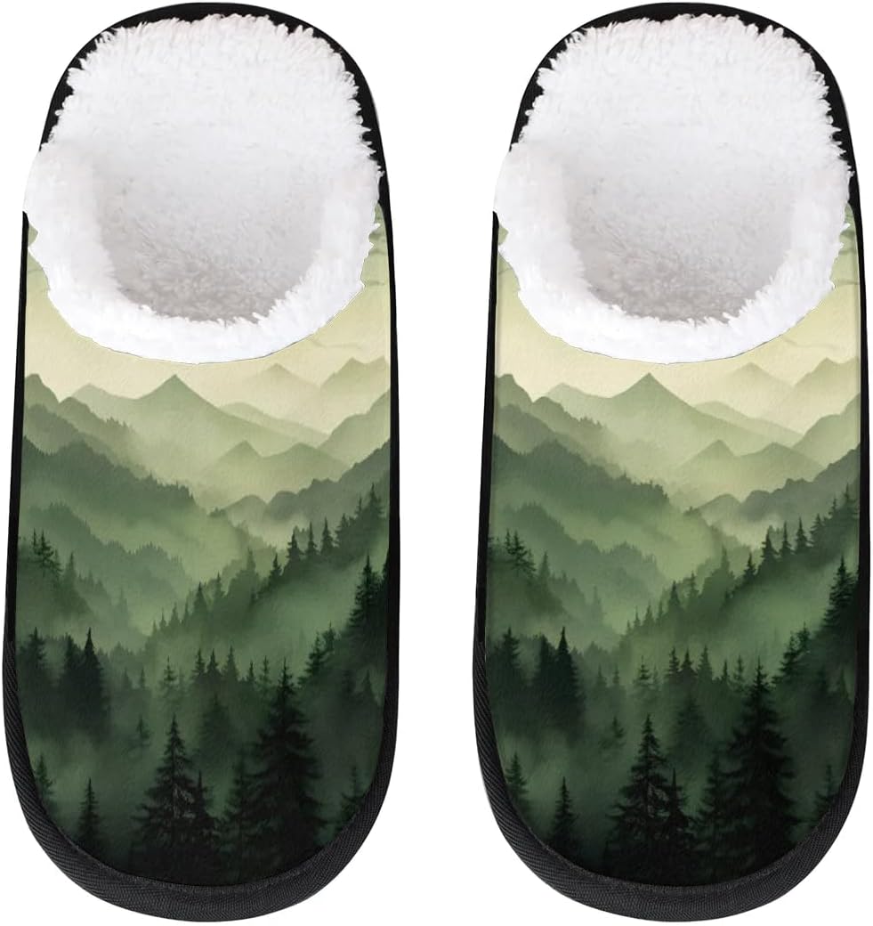 

Тапочки Gublec для женщин и мужчин, уютные с нескользящей подошвой, для дома, теплые плюшевые тапочки для дома, спальни и путешествий, Mountains Forest