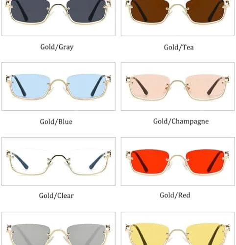 

Модные маленькие квадратные солнцезащитные очки для женщин, металлические очки в полуободковой оправе, винтажные черные и розовые оттенки MTZJH, Gold Yellow