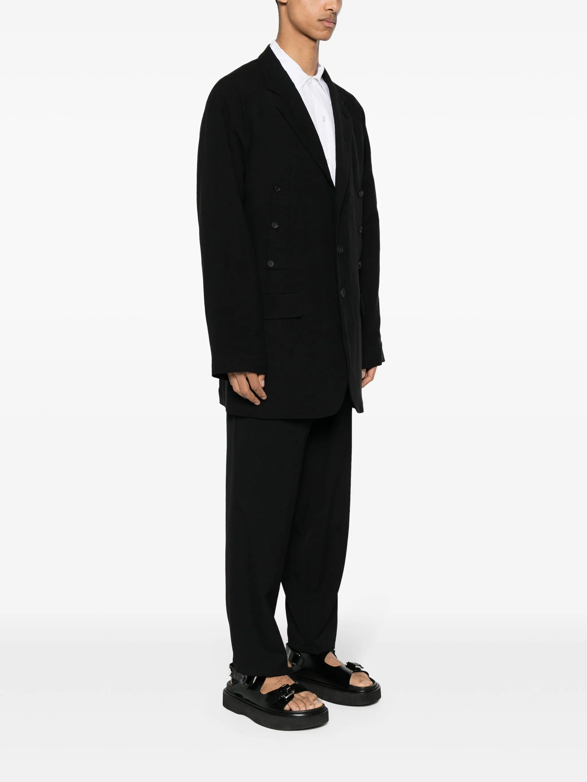 Однобортное пальто Yohji Yamamoto, черный — фото 3