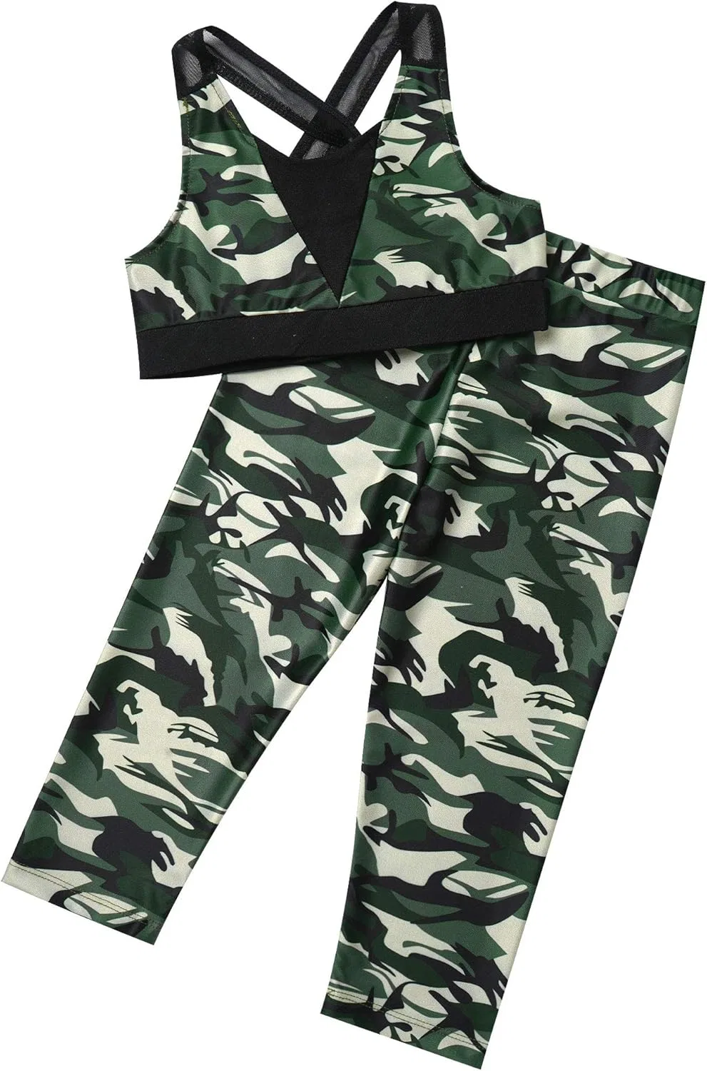Спортивный костюм для девочек, камуфляжный принт, Hansber, 2 предмета, Camouflage Green — фото 3