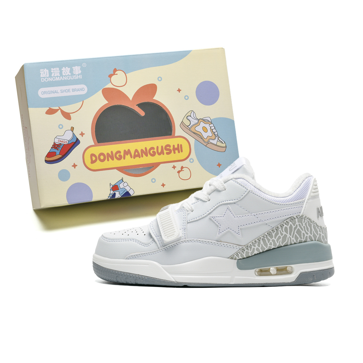 

Скользостойкие, износостойкие, легкие, дышащие лоу-топ скейтборд обувь unisex milk white DONGMANGUSHI, белый серый(Fleece-Lined)