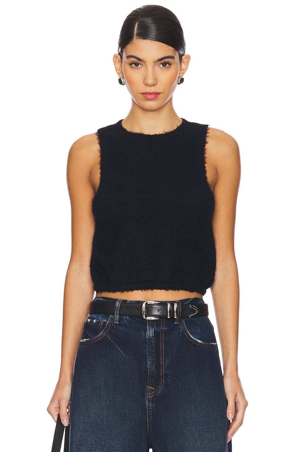 

X интимно fp теплый пушистый укороченный топ Free People, черный