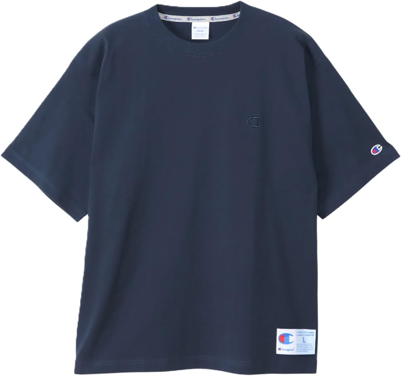 

Мужская футболка Champion Action Style с коротким рукавом, 100% хлопок, США, вышивка одного логотипа, свободный крой, обработка ткани, C3-V331, темно-синий