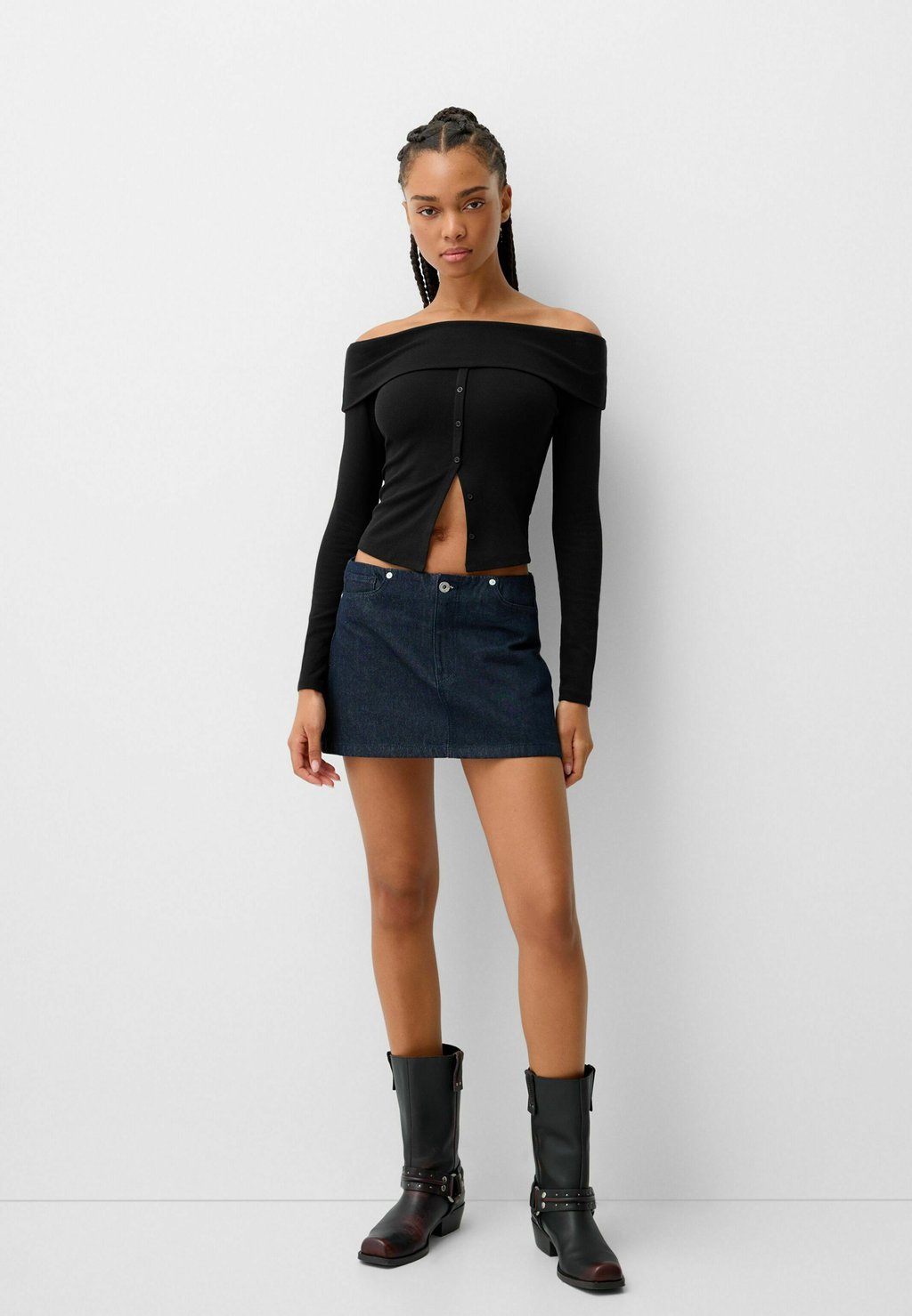 

Топ с длинными рукавами LONG SLEEVE Bershka, черный