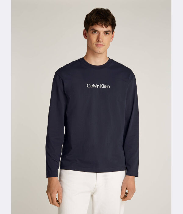 

Лонгслив мужской Calvin Klein хлопковый с логотипом бренда, синий