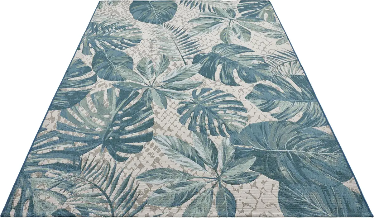 

HANSE Home уличный ковер "Tropical Leaves", прямоугольный, для дома и улицы, ковер, устойчивый к атмосферным воздействиям, для балкона, сада, гостиной 80х165 см, бирюзовый