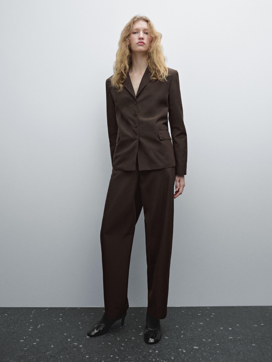 

Фактурные брюки с чистым дизайном Massimo Dutti, коричневый
