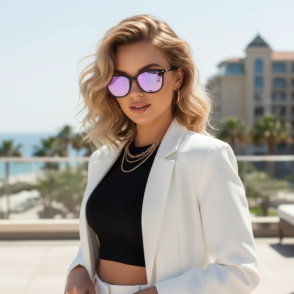 

Женские поляризованные солнцезащитные очки FancyPink с защитой UV400, зеркальные, для пляжа, модные солнцезащитные очки для женщин, B01-black/Purple Sunglasses