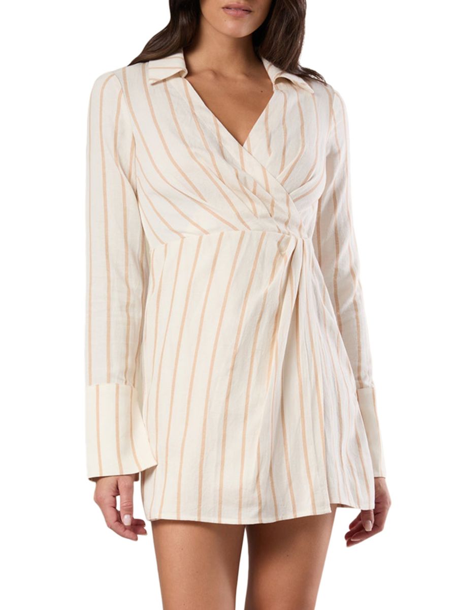 

Полосатое мини-платье Rachel Parcell, цвет Ivory Camel Stripe