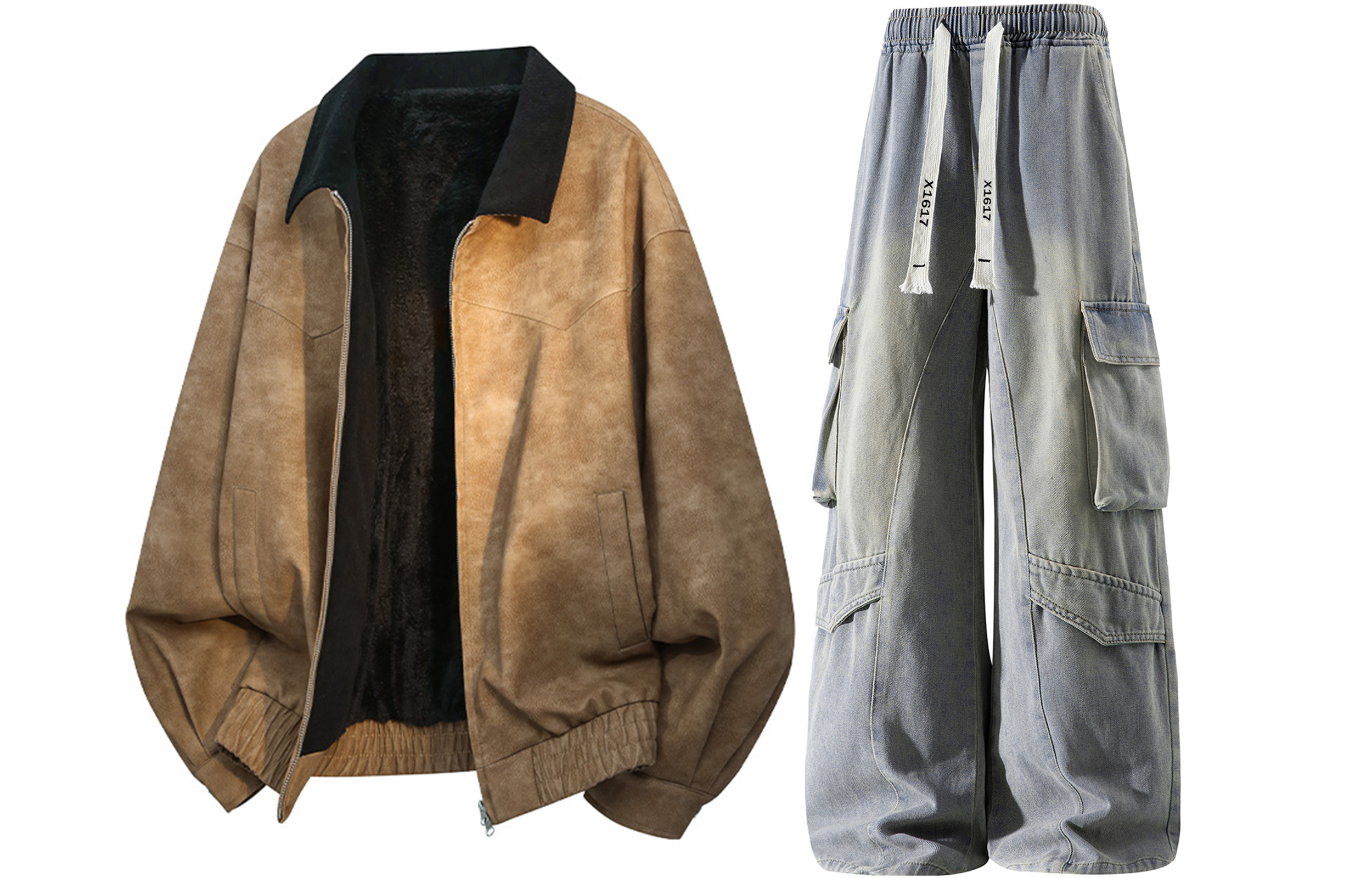 

Повседневная спортивная одежда Unisex с лацканом Moderate X1617, коричневый cotton jacket+желтый mud pants