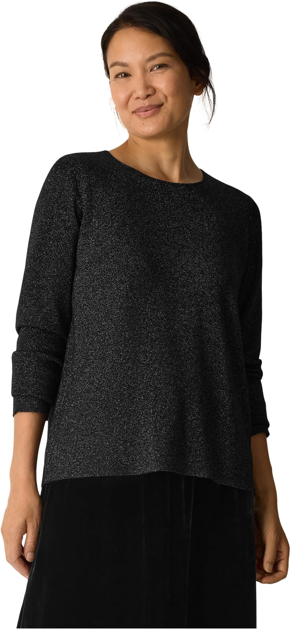 

Свитер Eileen Fisher Women's Wool Lurex Crew Neck Sweater, Black
