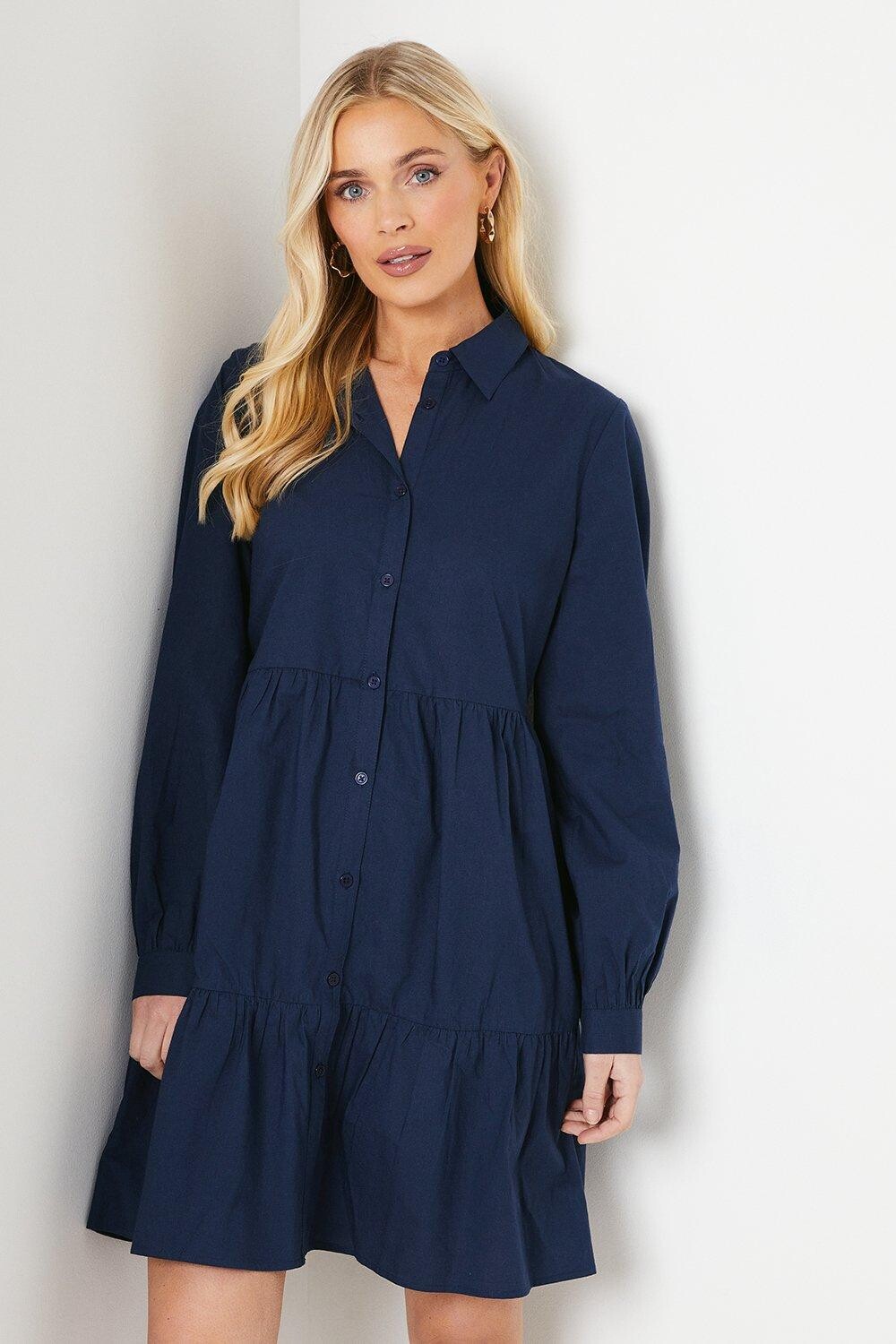 

Миниатюрное свободное платье из хлопкового поплина Debenhams, темно-синий