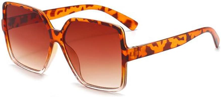 

Солнцезащитные очки с большой оправой и защитой от УФ-излучения, квадратная оправа, ретро-стиль, металлические петли Weloveushop, Tortoiseshell Frame Double Tea Flakes