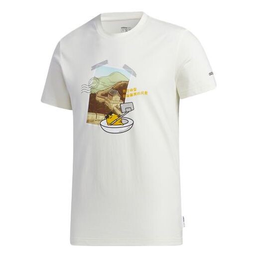 

Футболка neo x m gdtm tee yellow crossover printing round neck sports short sleeve white Adidas, белый