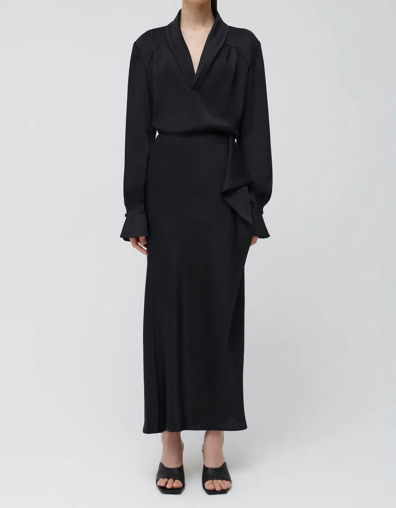 

Блузка Maisey с длинным рукавом и V-образным вырезом в черном цвете SIMKHAI