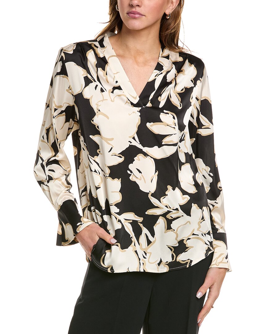 

Плиссированная атласная блузка Anne Klein, черный