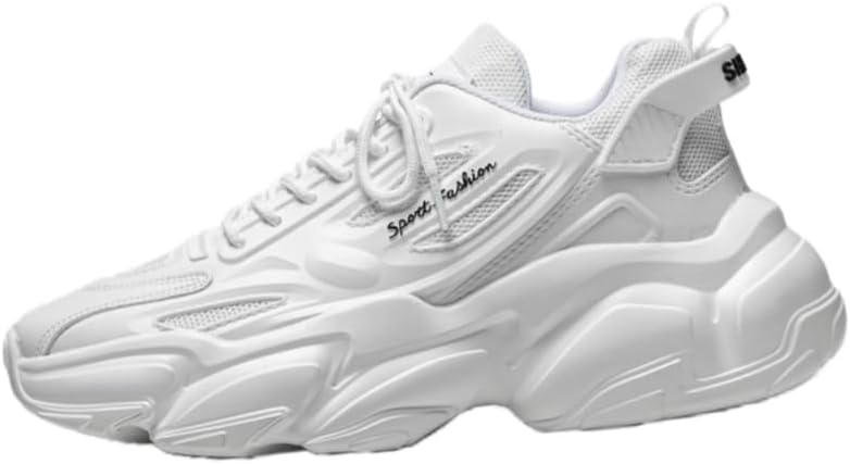 

Мужские модные спортивные кроссовки на толстой подошве однотонного цвета - повседневные, нескользящие, прочные, для использования на открытом воздухе, для фитнеса и бега Fusecottc, белый