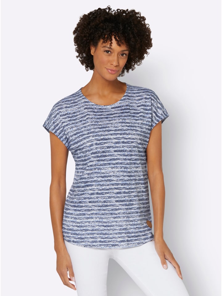 

Рубашка с круглым вырезом в полоску темно-синего и бежевого цветов WITT WEIDEN