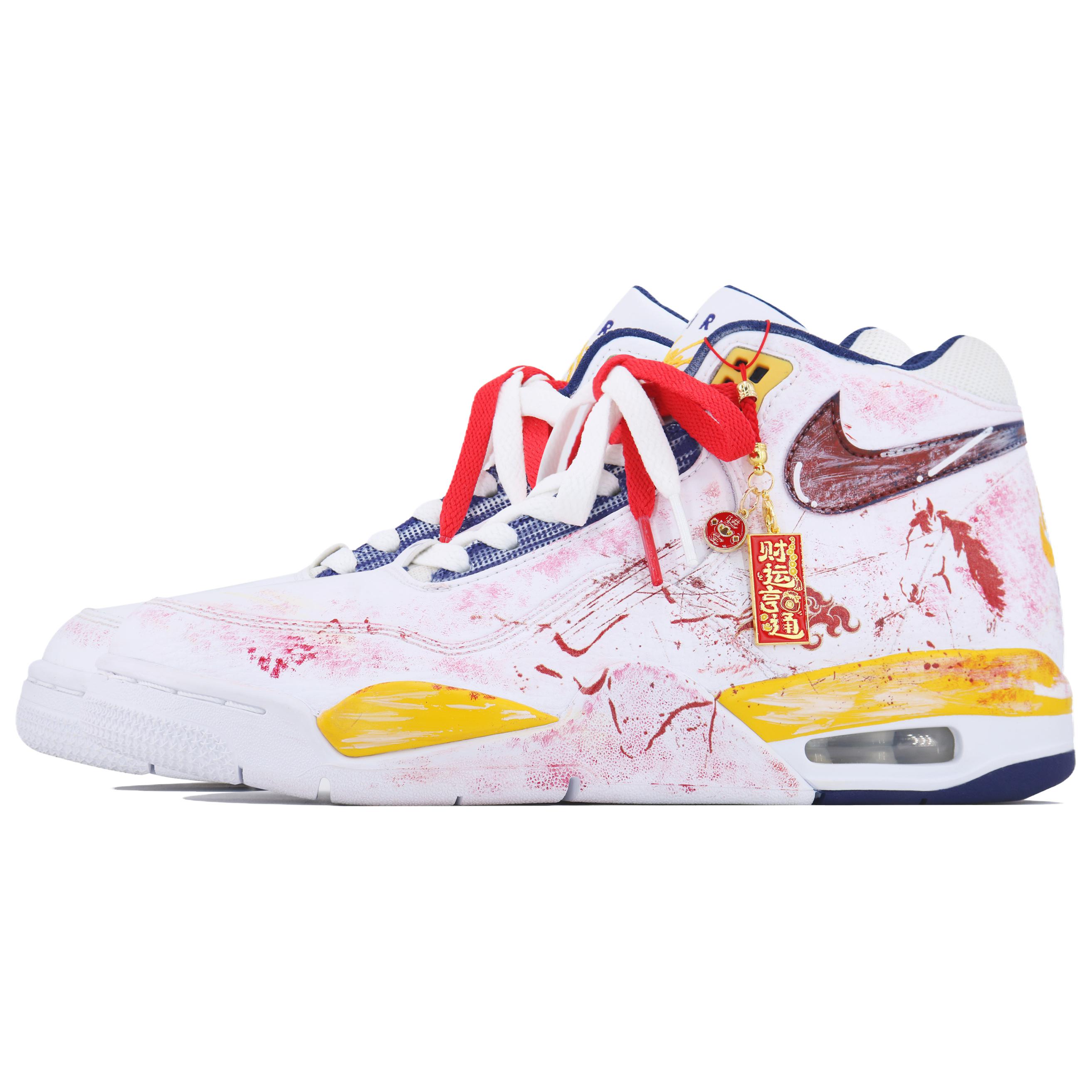 Nike Кроссовки Flight Legacy Trendy And Auspicious CNY Mid Top Vintage Basketball Shoes мужские бело-красно-желтые — фото 4