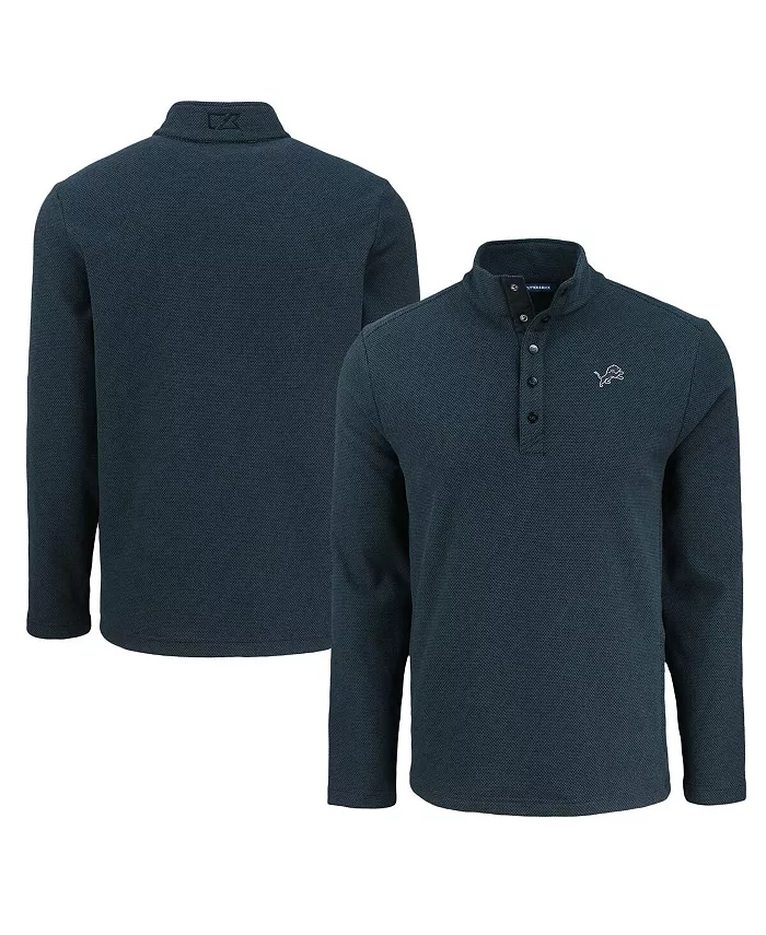 

Мужская черная толстовка Detroit Lions Hunts Point Eco Textured Fleece с полузастежкой на молнию Cutter & Buck