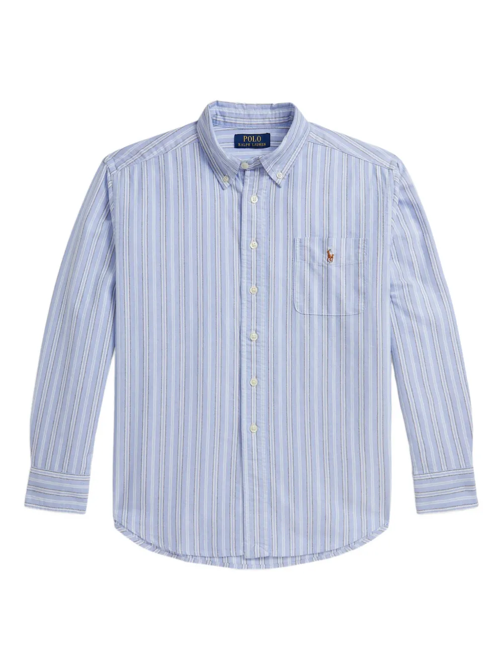

Полосатая рубашка с вышитым логотипом POLO RALPH LAUREN KIDS, синий