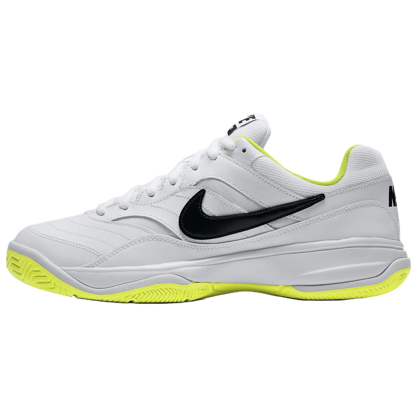 

Nike Мужские износостойкие дышащие теннисные кроссовки Court Lite, белый с зелеными вставками