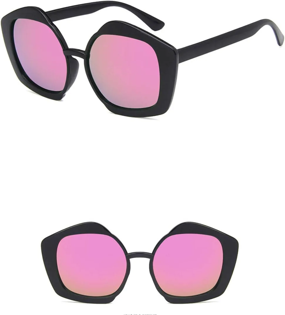 

Женские солнцезащитные очки Shiratori, модные, ярко-черные, серые, для отдыха, многоугольные, неполяризованные, с защитой от УФ-излучения UV400, Bright Black Pink