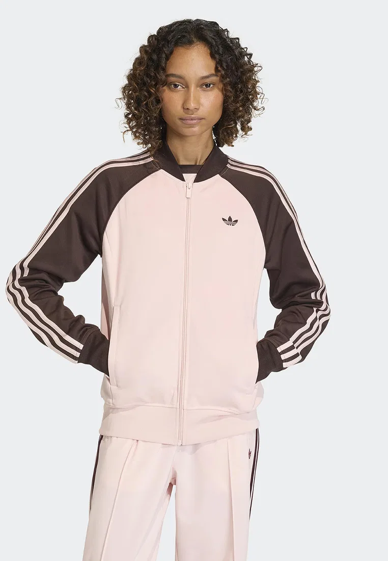 Толстовка спортивная, классическая, SST Adidas, розовый/кофейный
