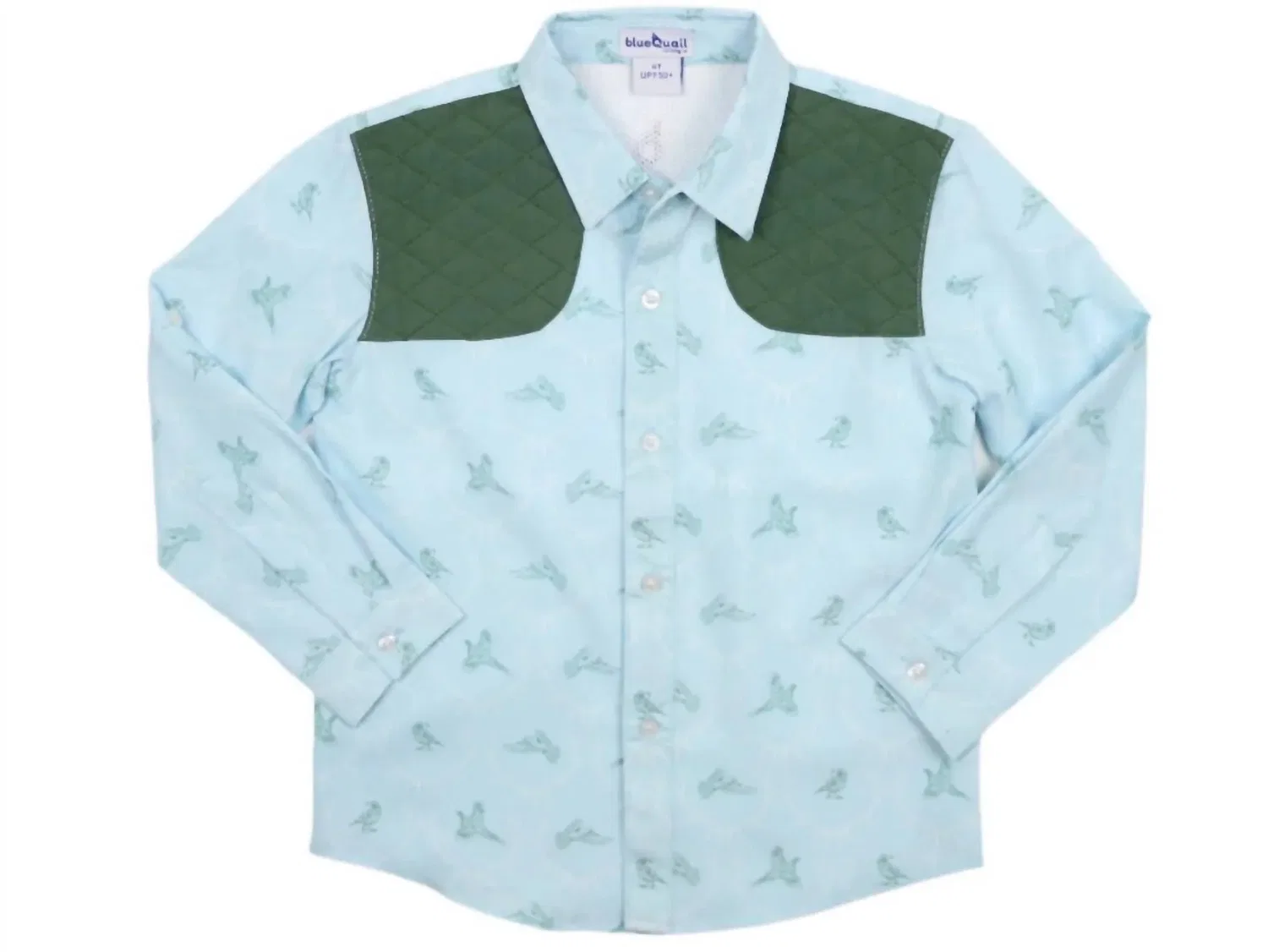 Blue Quail Clothing Co Детская рубашка Huntsman с зелеными рукавами, синяя