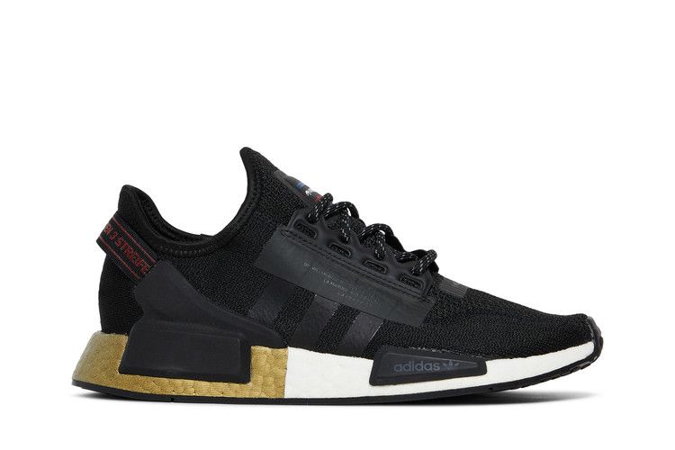 Кроссовки adidas NMD_R1 V2 J 'Black Gold Metallic', черный — фото 2