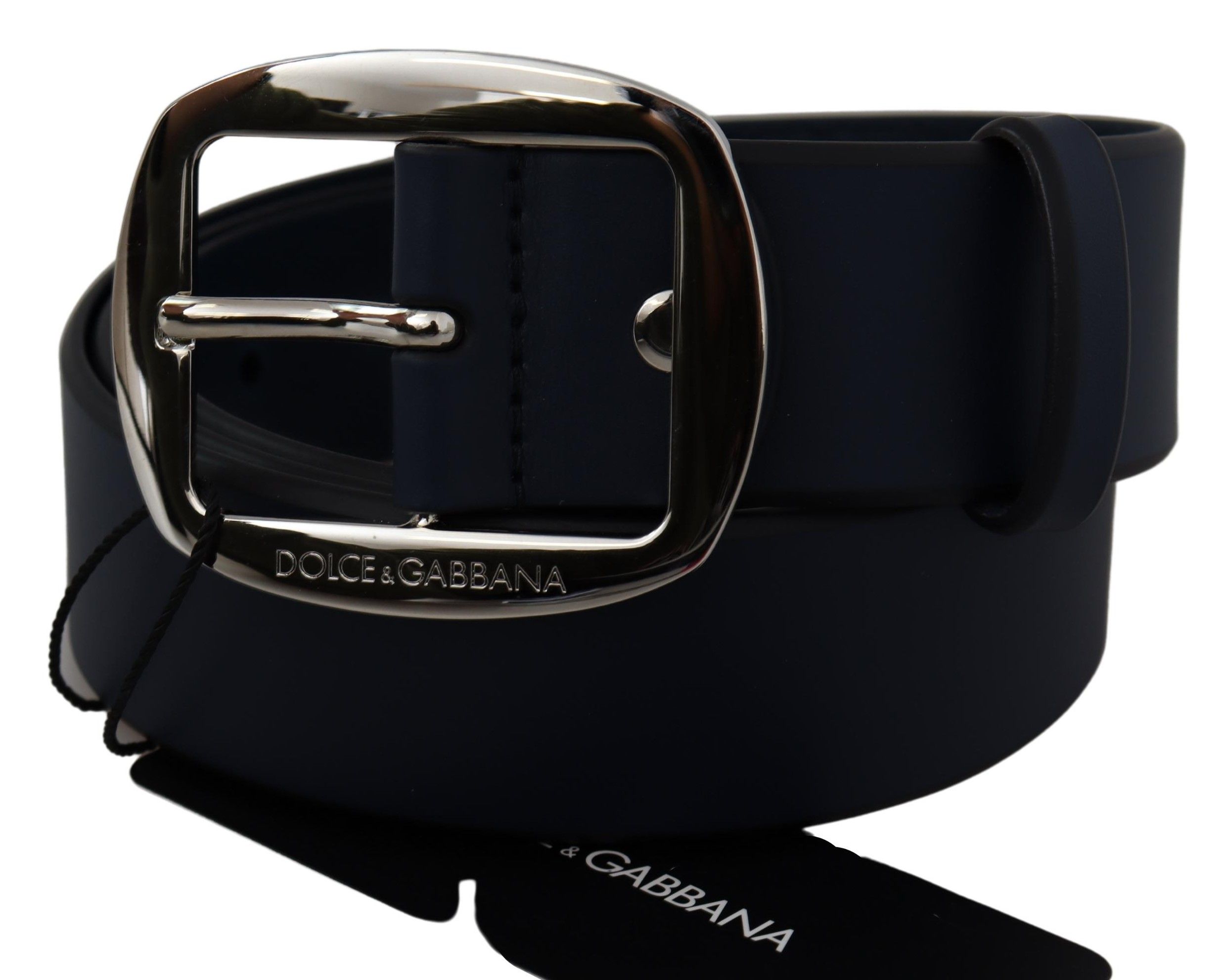 

Элегантный синий кожаный ремень с серебряной пряжкой Dolce & Gabbana