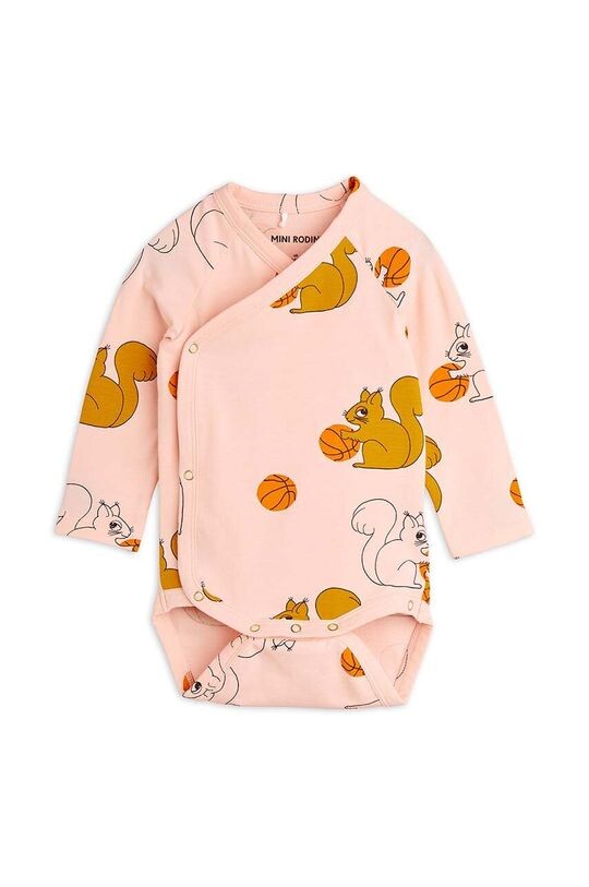 

Mini Rodini Детское боди Squirrels, розовый