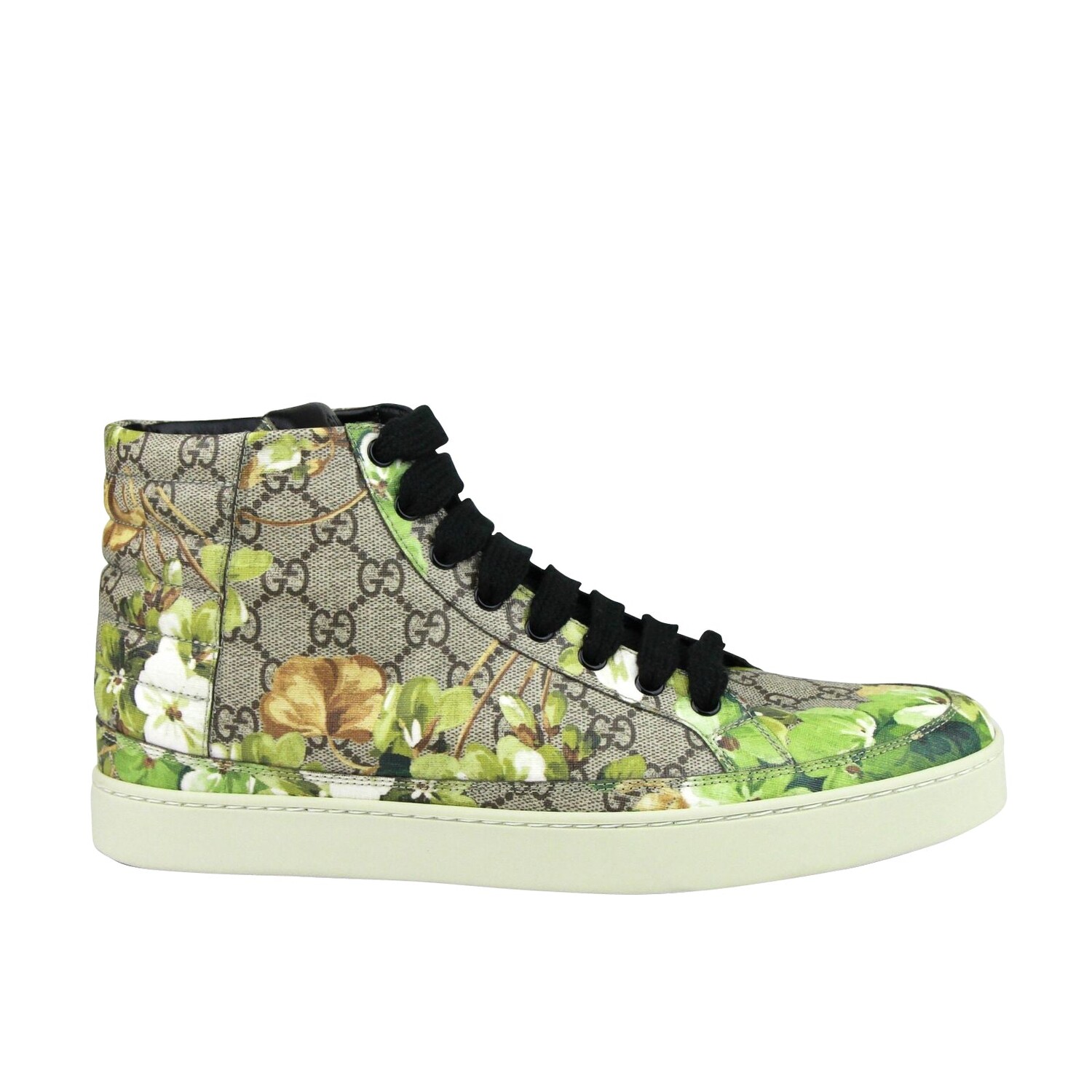 Gucci Мужские парусиновые высокие кроссовки с цветочным принтом Supreme GG, зеленый