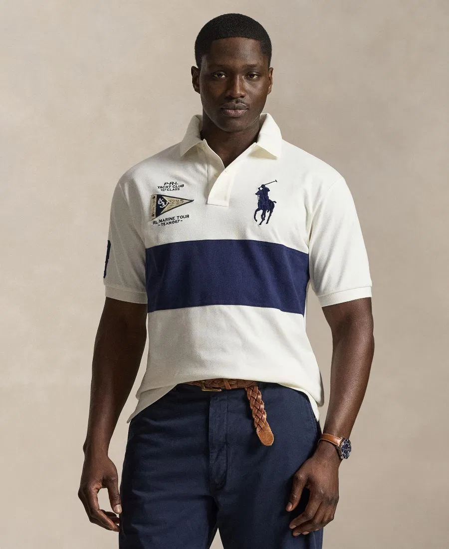 Мужская классическая сетчатая рубашка-поло больших размеров Polo Ralph Lauren, Nevis/Newport Navy — фото 3