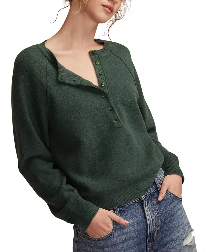

Женский свободный свитер хенли Lucky Brand, зеленый