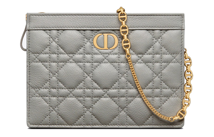 

DIOR Клатч из мягкой телячьей кожи, женская сумка через плечо, кросс-боди серого цвета