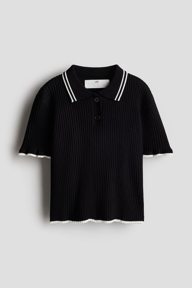 

Рубашка в рубчик с воротником H&M, черный