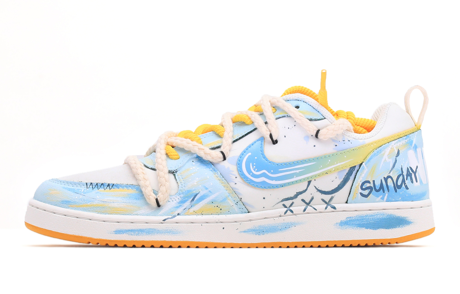 

Nike Court Borough Leather Low top Skateboard Shoes Men's White, Sky Blue