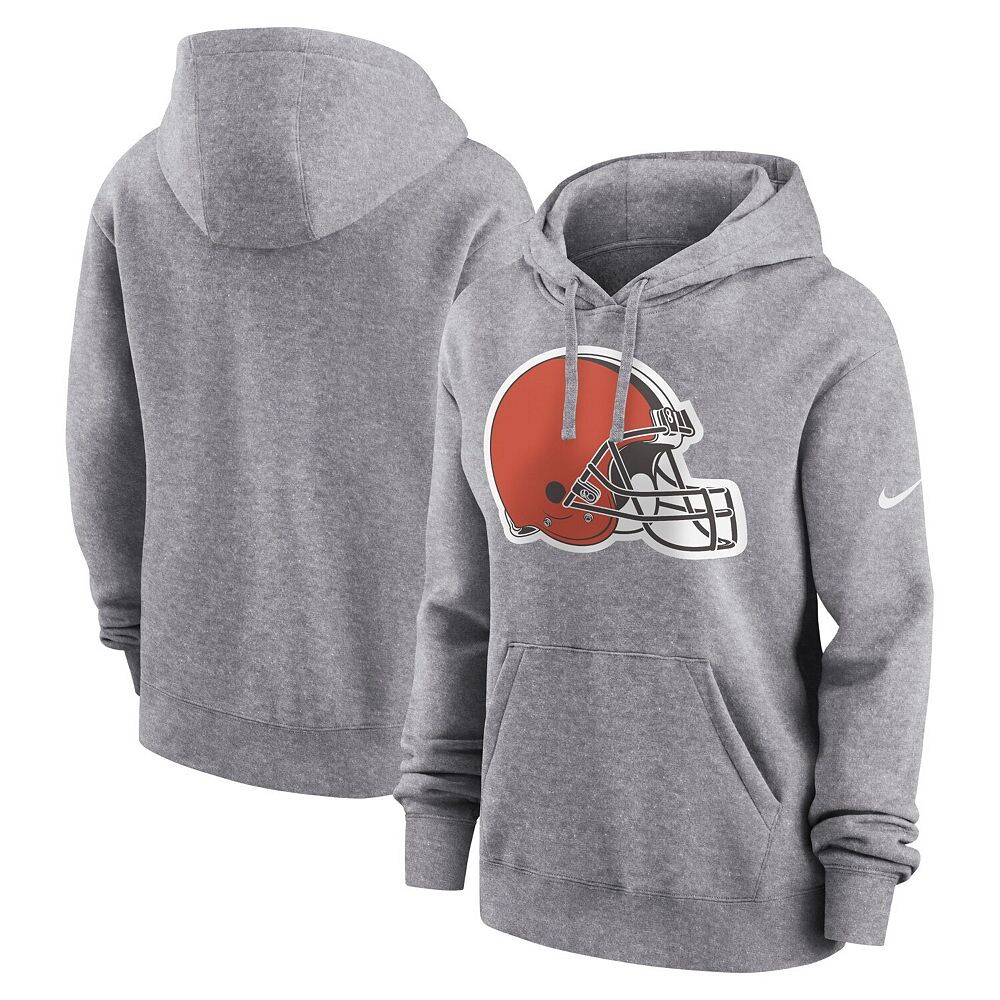 Женский флисовый пуловер с капюшоном Nike Heather Grey Cleveland Browns Team Logo Club, цвет Brn Grey — фото 2