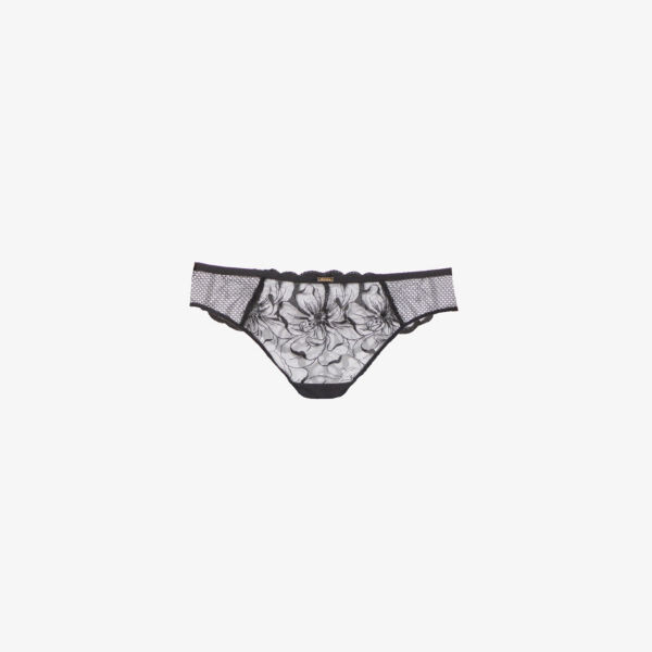 

Трусики Fleurs Tanga из эластичной сетки со средней посадкой Chantelle, черный