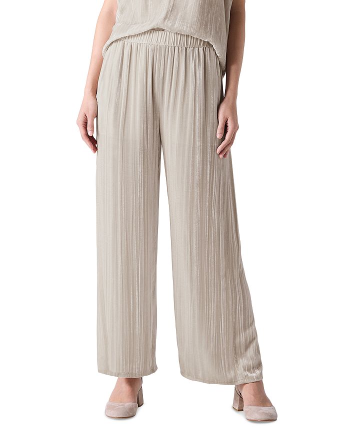 

Широкие брюки до щиколотки из мятого бархата Eileen Fisher, коричневый/бежевый
