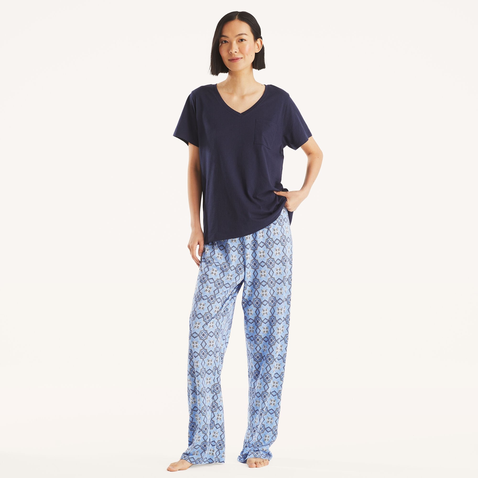 

Nautica Женский полосатый пижамный комплект, цвет seaspray heather
