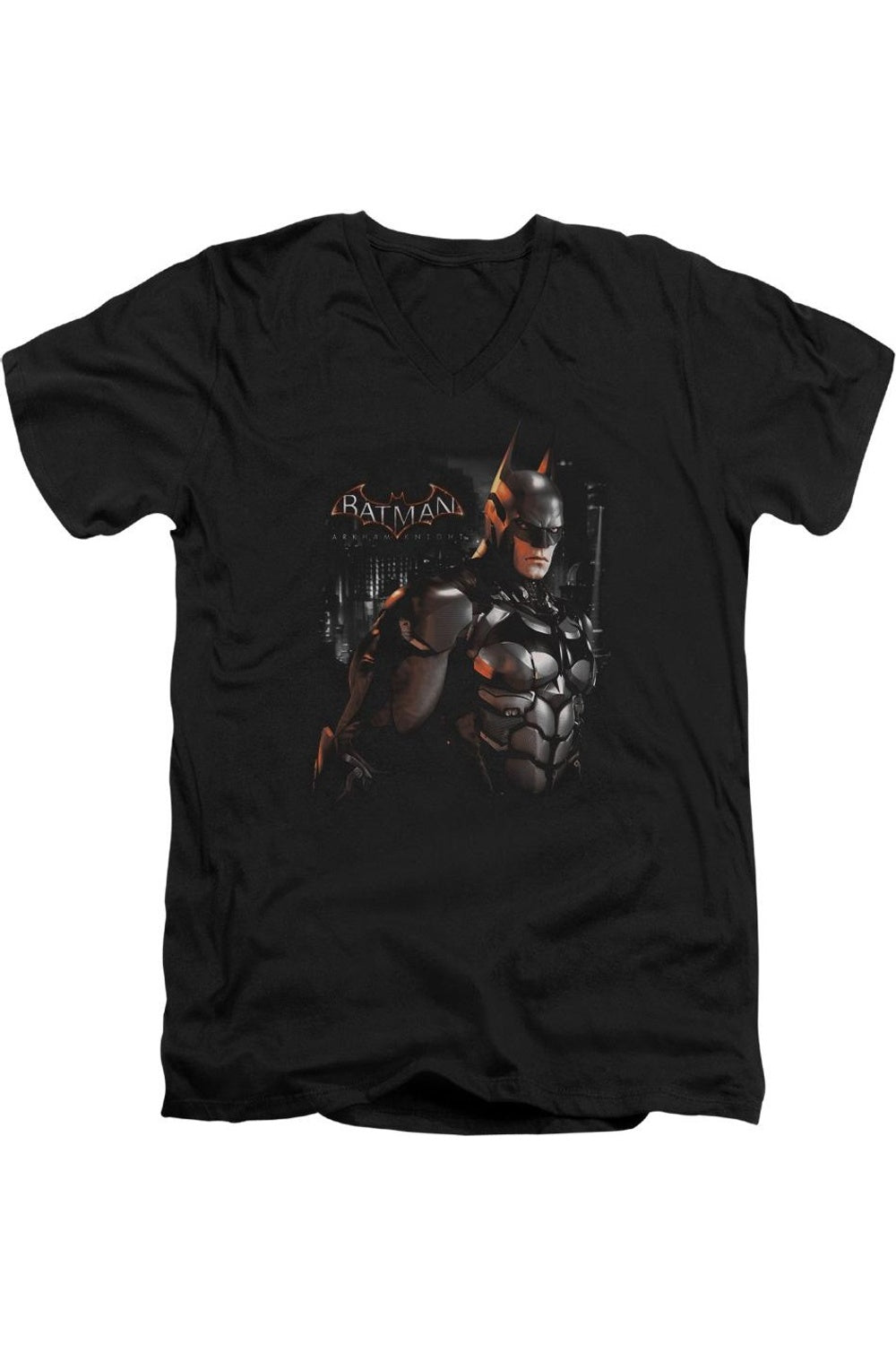 

Футболка из хлопка премиум-класса Batman Arkham Knight Dark Knight с коротким рукавом и V-образным вырезом для взрослых Gildan, черный